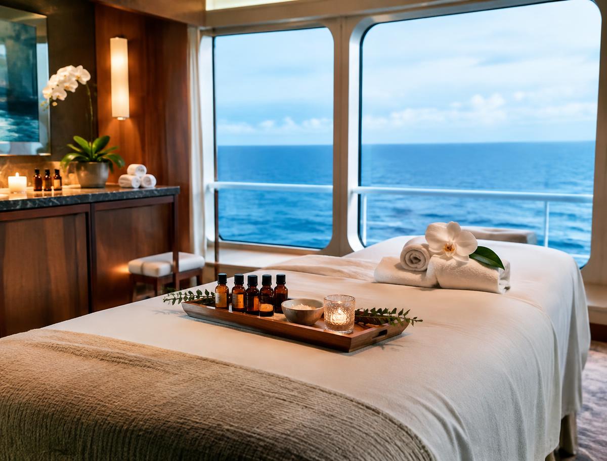 Cruise ship spa overlooking the ocean